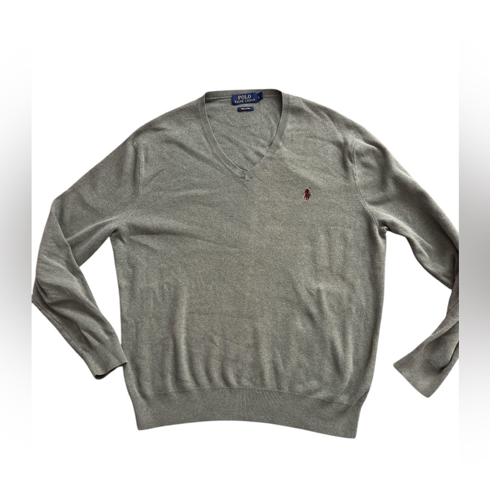 LN polo Ralph Lauren men’s v-neck sweater green Christmas large L - Picture 1 of 6